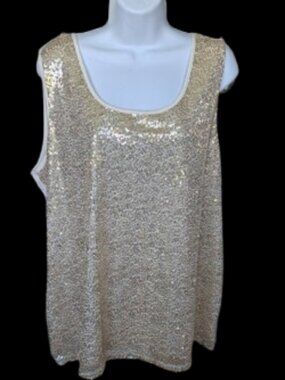 Gold Sequined Tank Top Size 2X NEW NWT